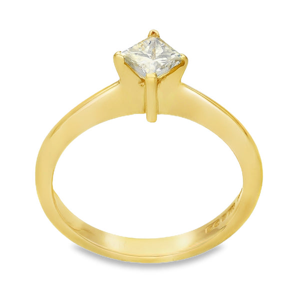 18ct Yellow Gold Diamond Solitaire Engagement Ring - Size M - 0.45ct