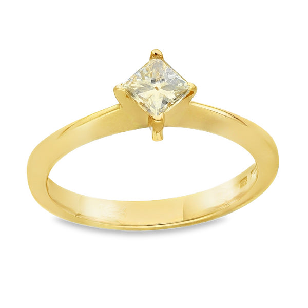 18ct Yellow Gold Diamond Solitaire Engagement Ring - Size M - 0.45ct