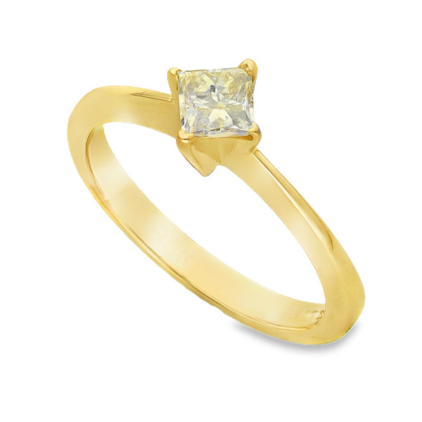 18ct Yellow Gold Diamond Solitaire Engagement Ring - Size M - 0.45ct