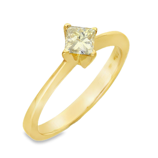 18ct Yellow Gold Diamond Solitaire Engagement Ring - Size M - 0.45ct