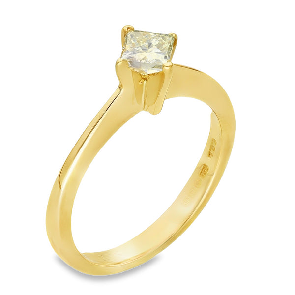 18ct Yellow Gold Diamond Solitaire Engagement Ring - Size M - 0.45ct