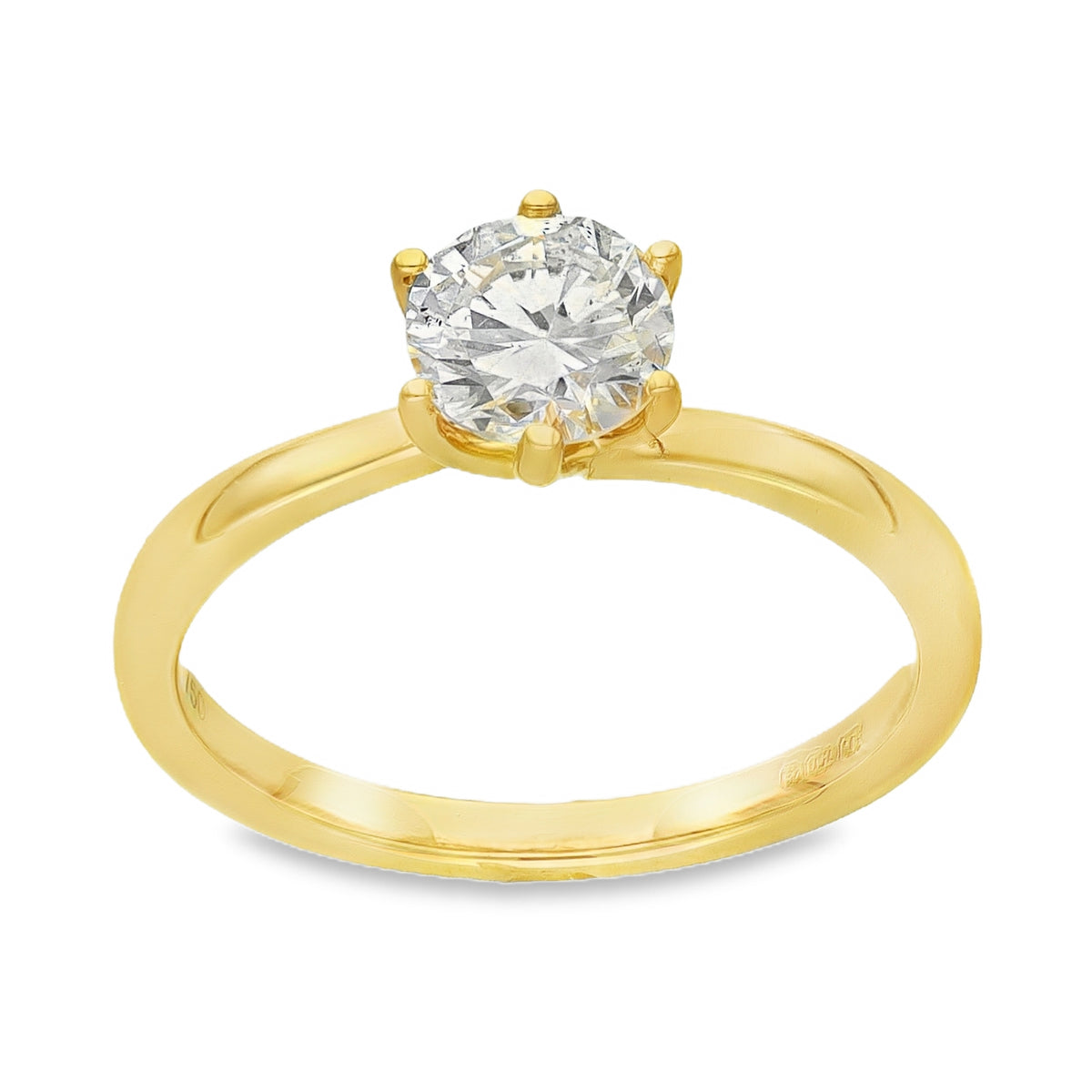 18ct Yellow Gold Diamond Solitaire Engagement Ring - 0.77ct