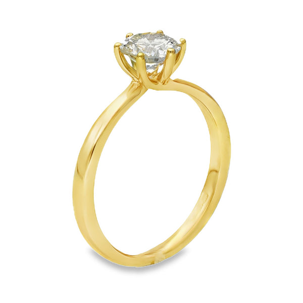 18ct Yellow Gold Diamond Solitaire Engagement Ring - 0.77ct