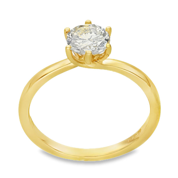 18ct Yellow Gold Diamond Solitaire Engagement Ring - 0.77ct