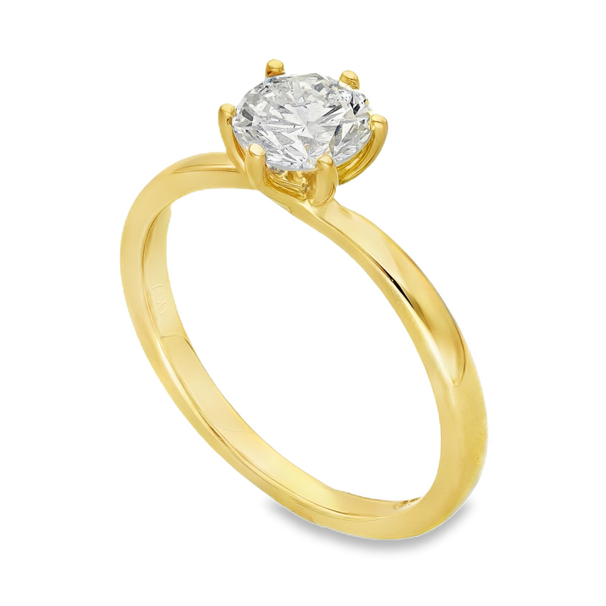 18ct Yellow Gold Diamond Solitaire Engagement Ring - 0.77ct