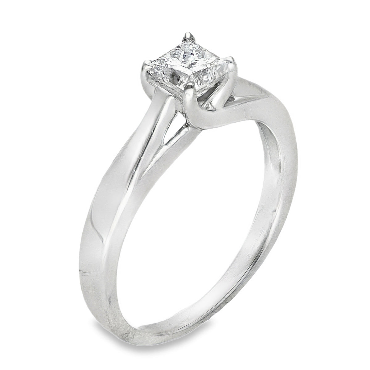 18ct White Gold Diamond Solitaire Engagement Ring - Size K - 0.50ct