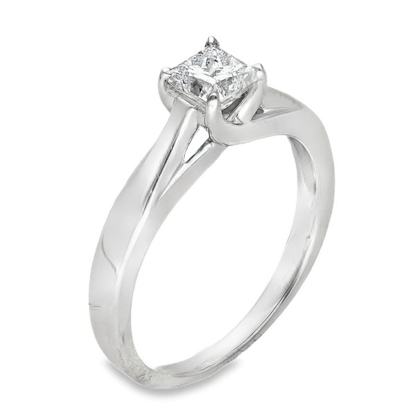 18ct White Gold Diamond Solitaire Engagement Ring - Size K - 0.50ct