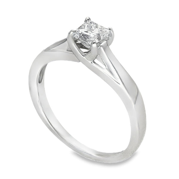 18ct White Gold Diamond Solitaire Engagement Ring - Size K - 0.50ct