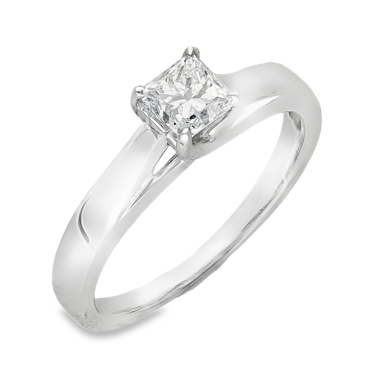 18ct White Gold Diamond Solitaire Engagement Ring - Size K - 0.50ct