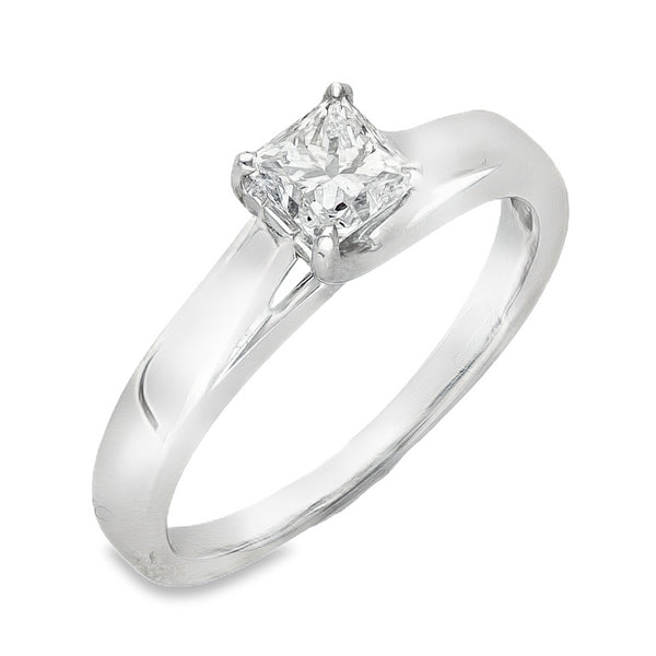18ct White Gold Diamond Solitaire Engagement Ring - Size K - 0.50ct