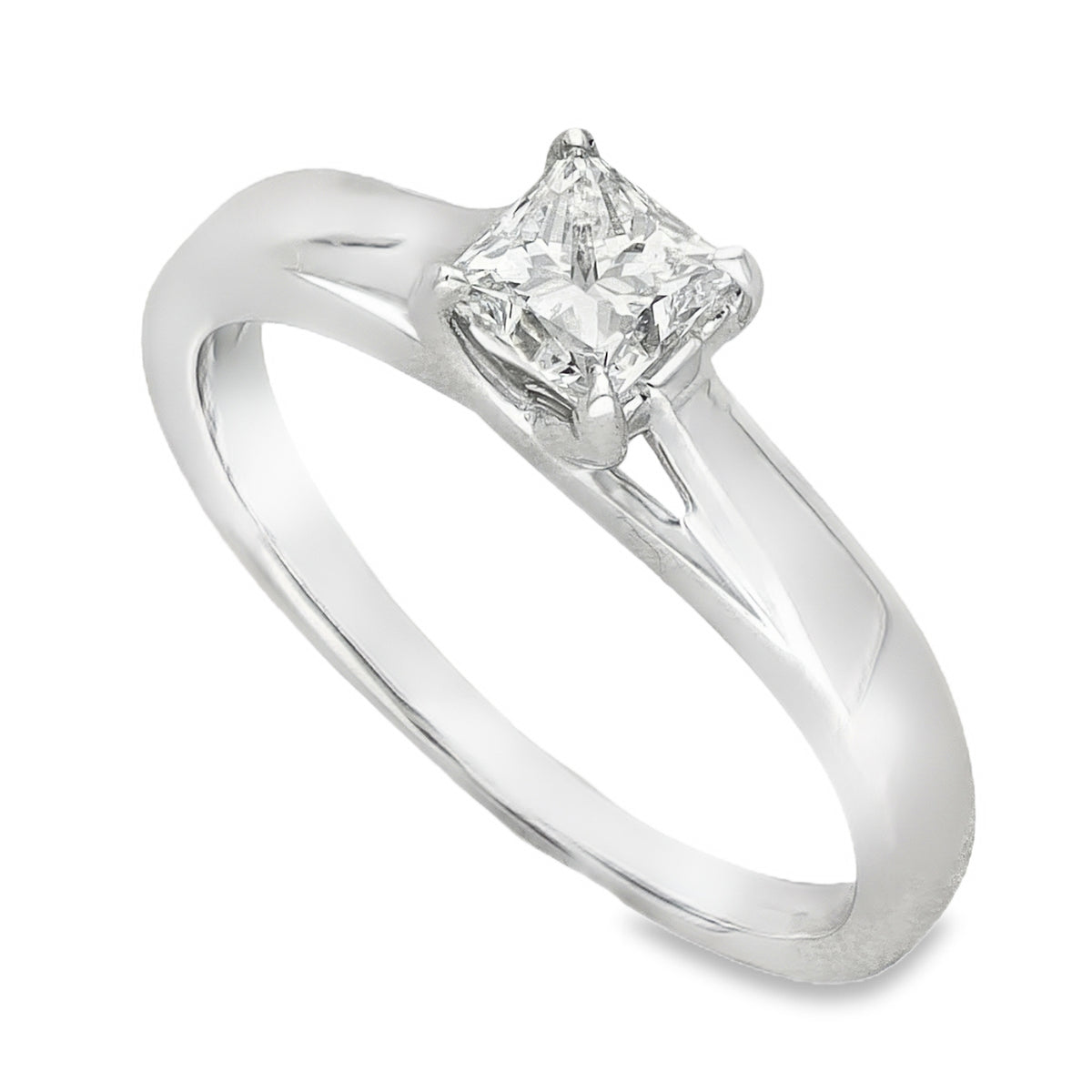 18ct White Gold Diamond Solitaire Engagement Ring - Size K - 0.50ct