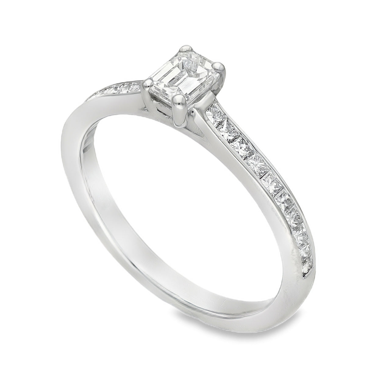 950 Platinum Emerald Cut Diamond Engagement Ring -Size K -0.56ct