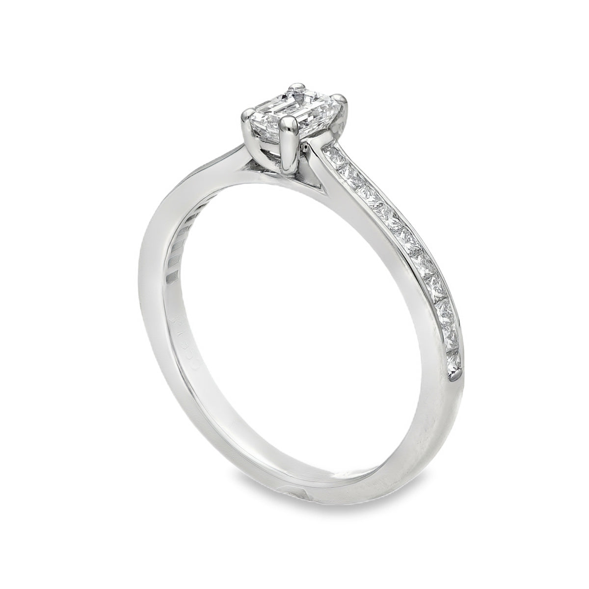 950 Platinum Emerald Cut Diamond Engagement Ring -Size K -0.56ct
