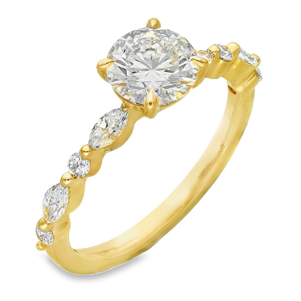 Lab Grown 1.38ct Yellow Gold Certified Diamond Engagement Ring - D-F/VVS-VS