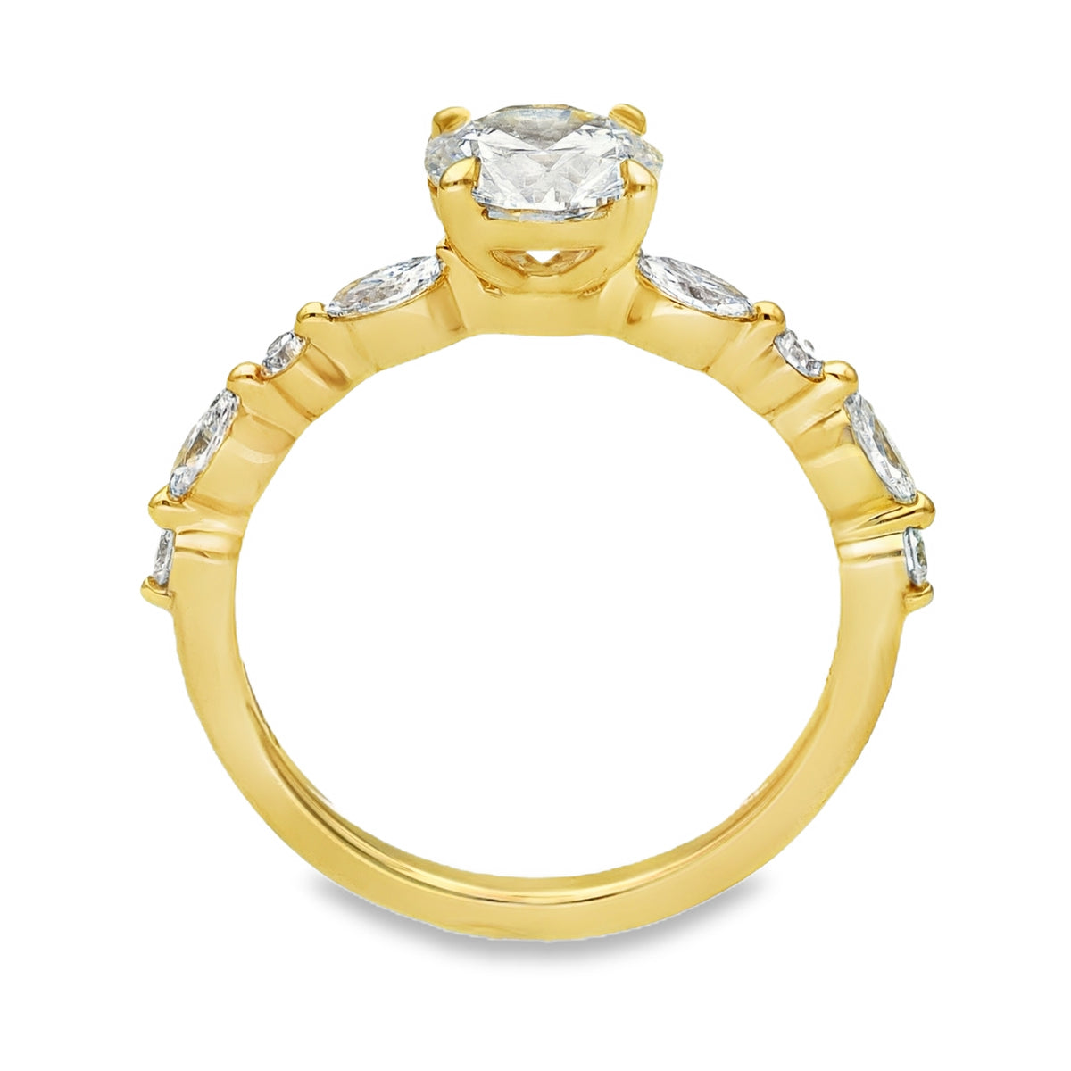 Lab Grown 1.38ct Yellow Gold Certified Diamond Engagement Ring - D-F/VVS-VS