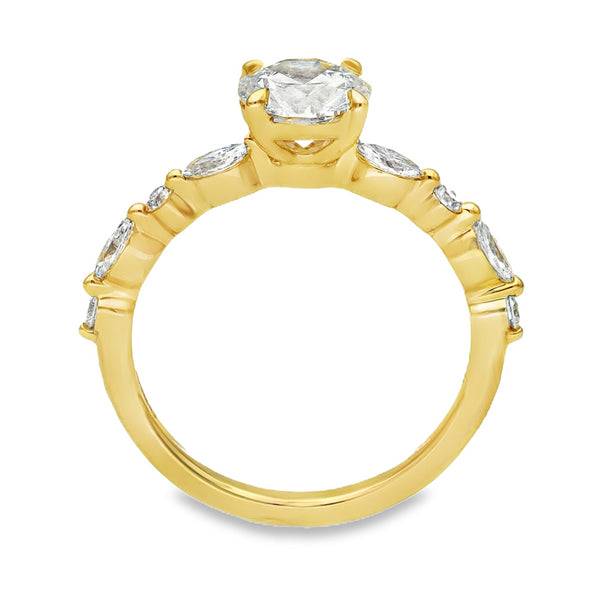 Lab Grown 1.38ct Yellow Gold Certified Diamond Engagement Ring - D-F/VVS-VS