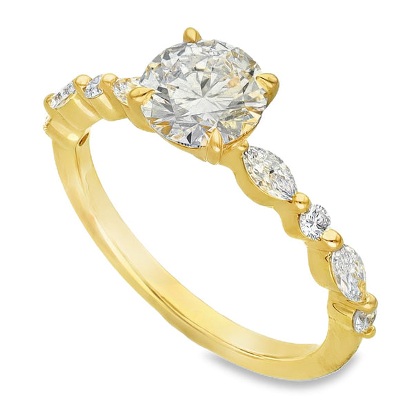 Lab Grown 1.38ct Yellow Gold Certified Diamond Engagement Ring - D-F/VVS-VS