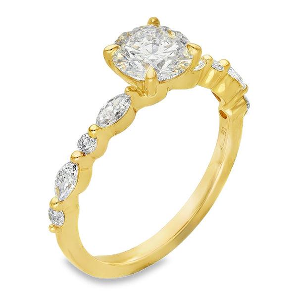 Lab Grown 1.38ct Yellow Gold Certified Diamond Engagement Ring - D-F/VVS-VS
