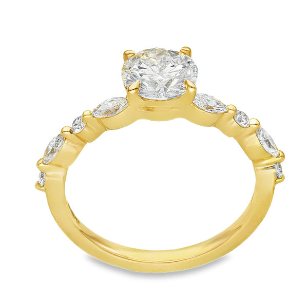 Lab Grown 1.38ct Yellow Gold Certified Diamond Engagement Ring - D-F/VVS-VS