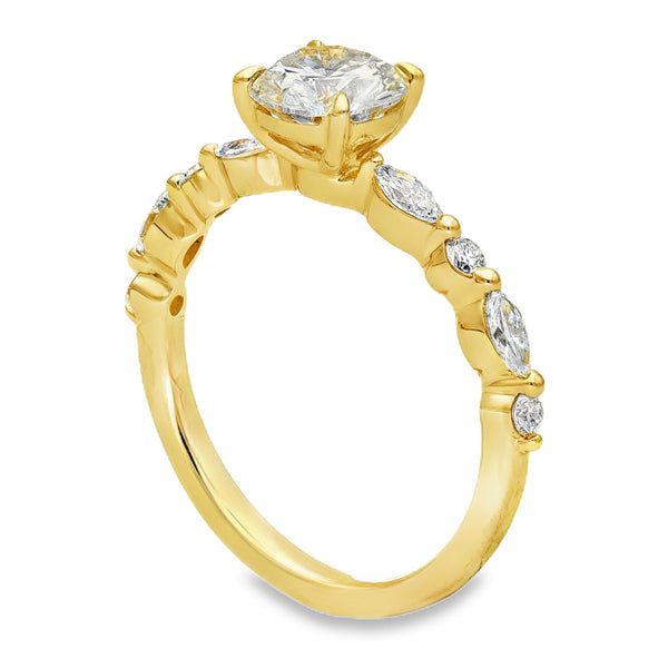 Lab Grown 1.38ct Yellow Gold Certified Diamond Engagement Ring - D-F/VVS-VS