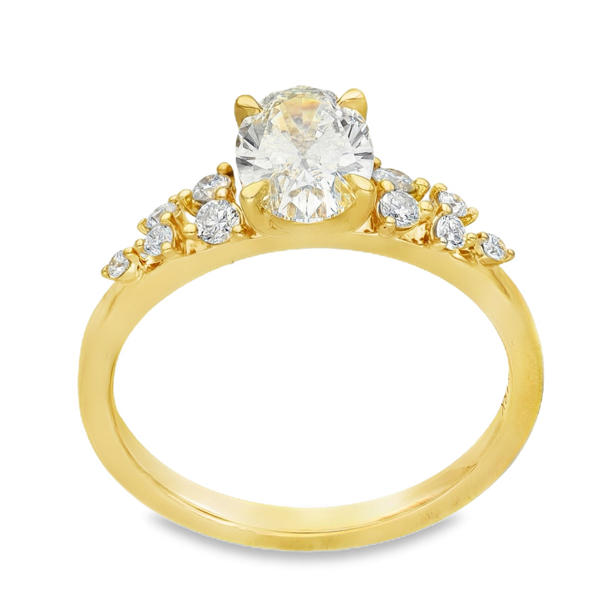 Lab Grown 1.30ct Yellow Gold Certified Oval Diamond Engagement Ring - D-F/VVS-VS