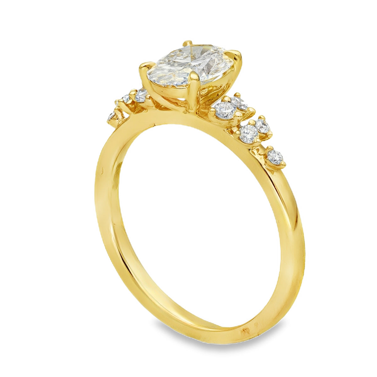 Lab Grown 1.30ct Yellow Gold Certified Oval Diamond Engagement Ring - D-F/VVS-VS