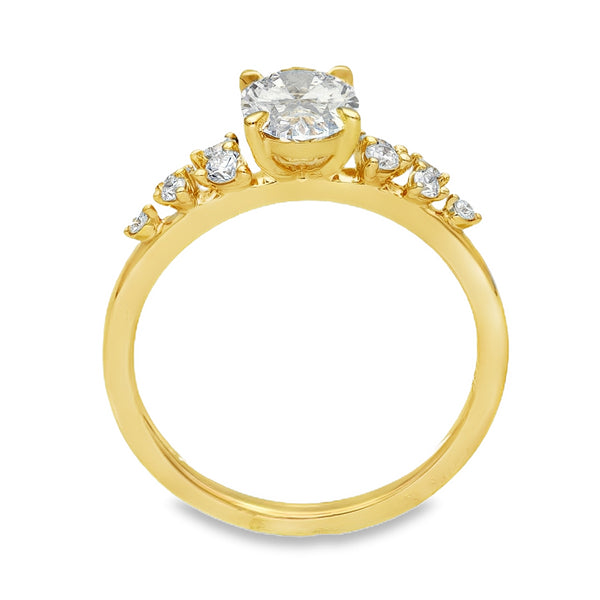 Lab Grown 1.30ct Yellow Gold Certified Oval Diamond Engagement Ring - D-F/VVS-VS