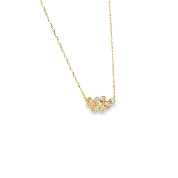 Lab Grown 0.76ct Yellow Gold Certified Mixed-Cut Scatter Pendant & Necklace - D-F/VVS-VS
