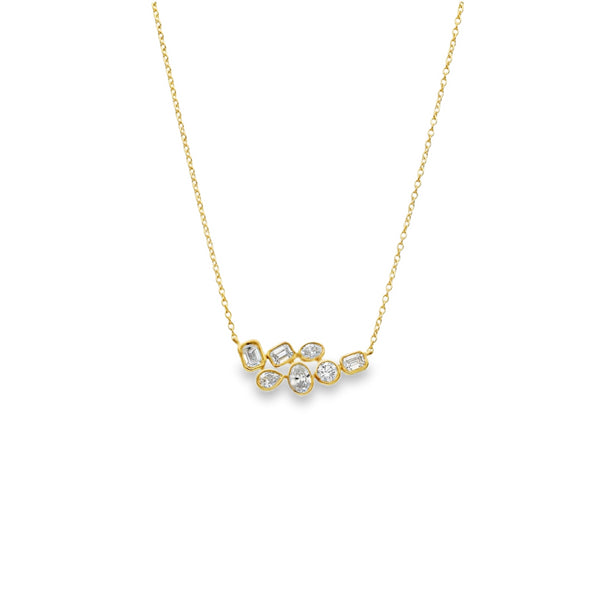 Lab Grown 0.76ct Yellow Gold Certified Mixed-Cut Scatter Pendant & Necklace - D-F/VVS-VS
