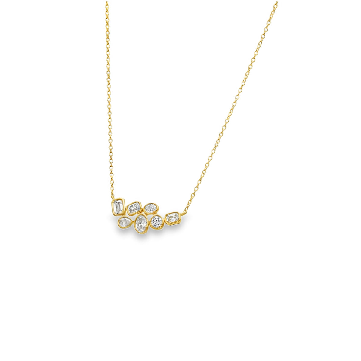Lab Grown 0.76ct Yellow Gold Certified Mixed-Cut Scatter Pendant & Necklace - D-F/VVS-VS