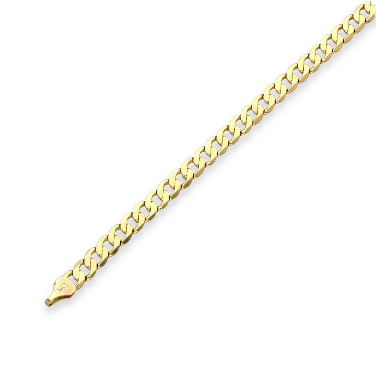 9ct Yellow Gold Oval Curb Bracelet - 7" - 9.4g