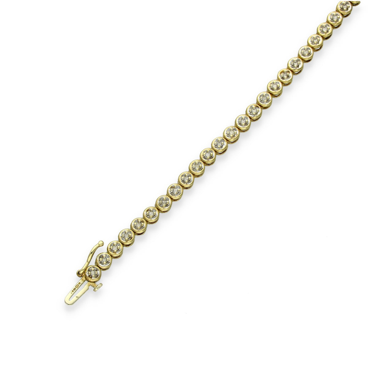 9ct Yellow Gold Illusion-Set Diamond Tennis Bracelet - 0.25ct