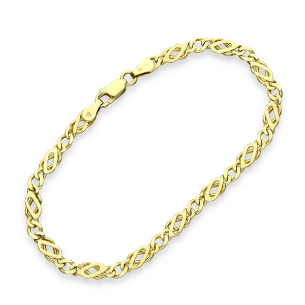 9ct Yellow Gold Celtic Link Bracelet - 7" - 3.8g