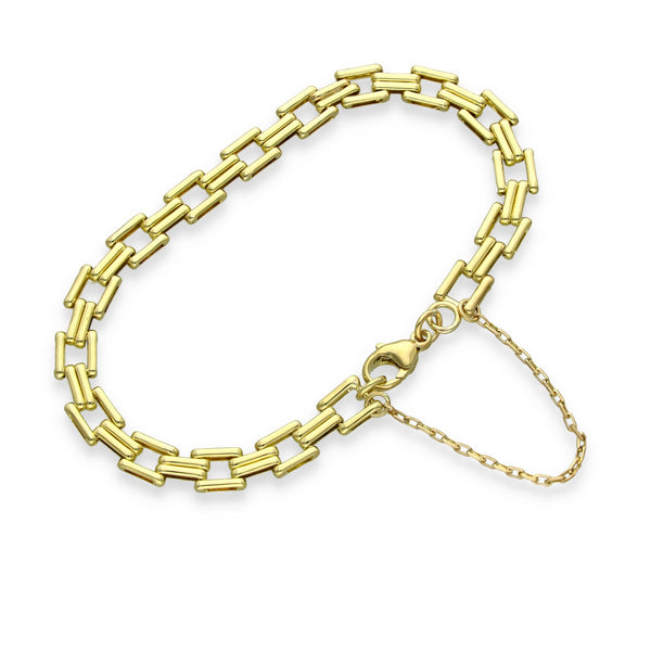 9ct Yellow Gold Double Bar Bracelet - 7.5" - 9.3g