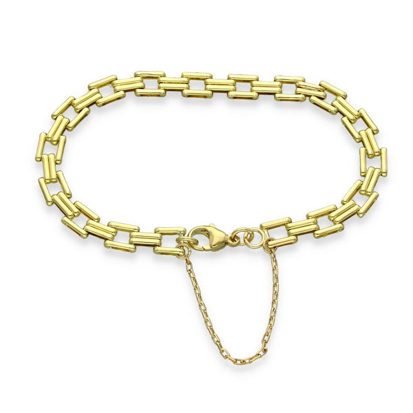 9ct Yellow Gold Double Bar Bracelet - 7.5" - 9.3g
