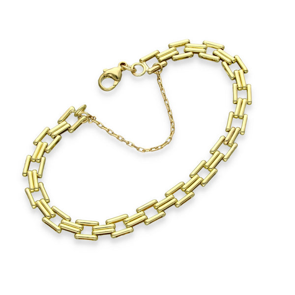 9ct Yellow Gold Double Bar Bracelet - 7.5" - 9.3g