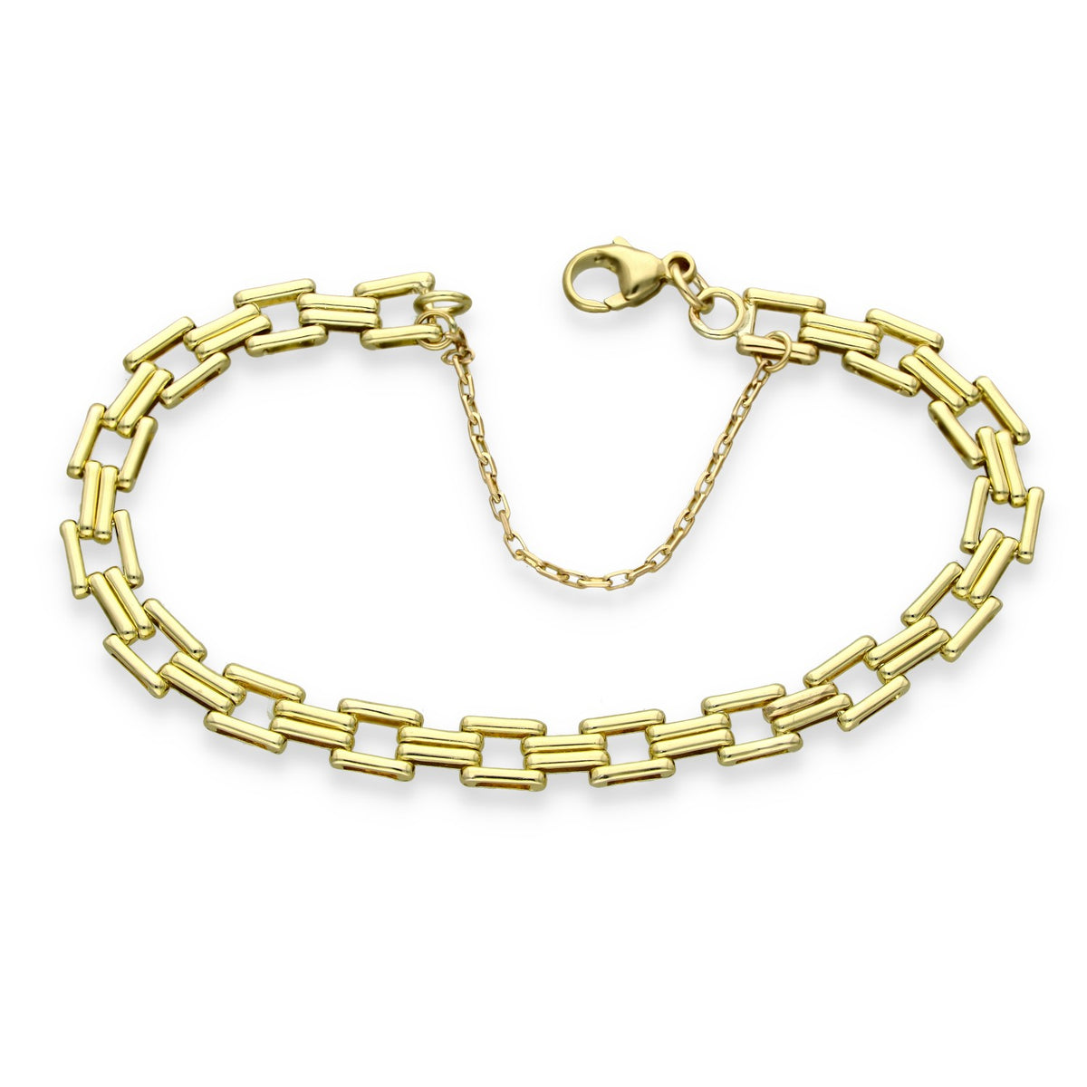9ct Yellow Gold Double Bar Bracelet - 7.5" - 9.3g