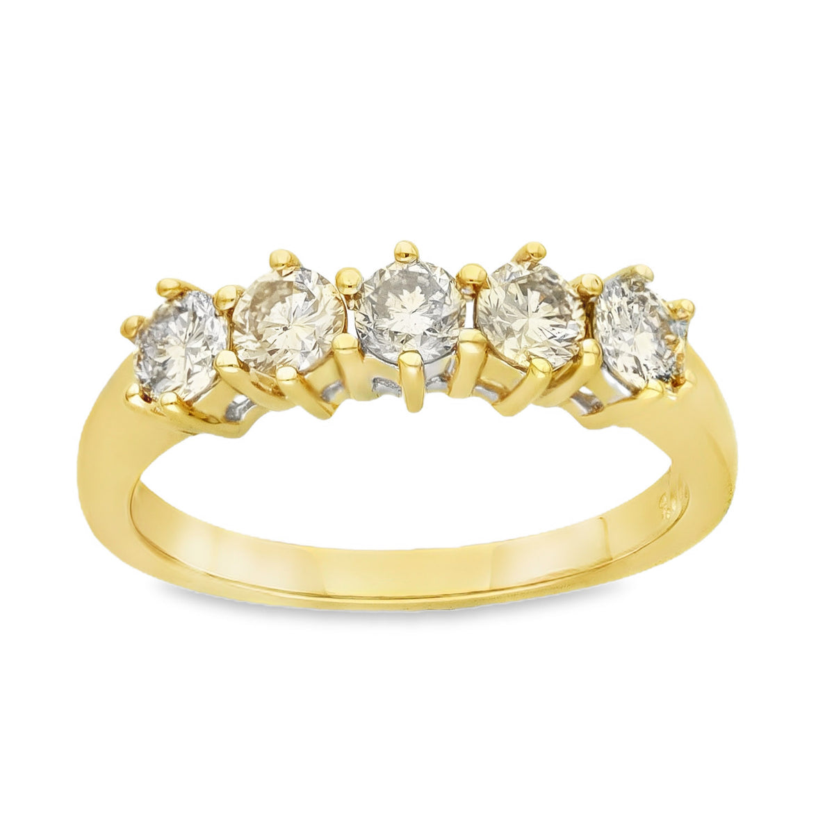 18ct Yellow Gold Diamond Half-Eternity Ring - Size P - 1.00ct
