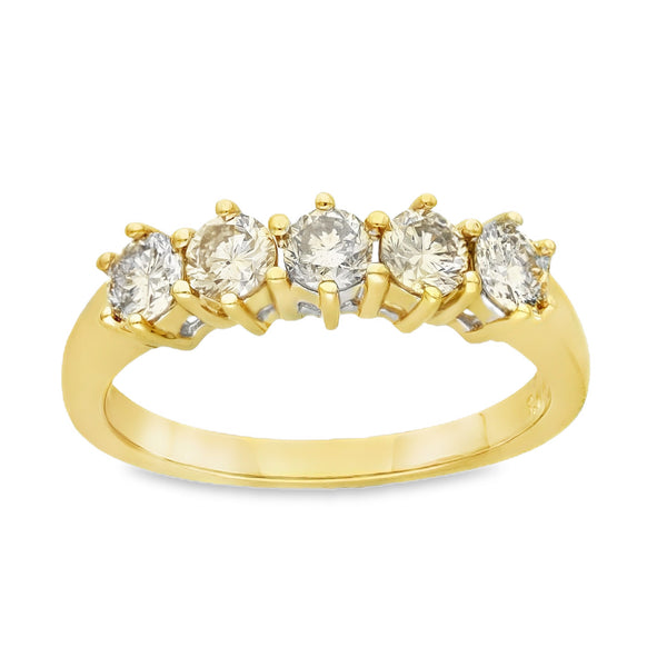 18ct Yellow Gold Diamond Half-Eternity Ring - Size P - 1.00ct