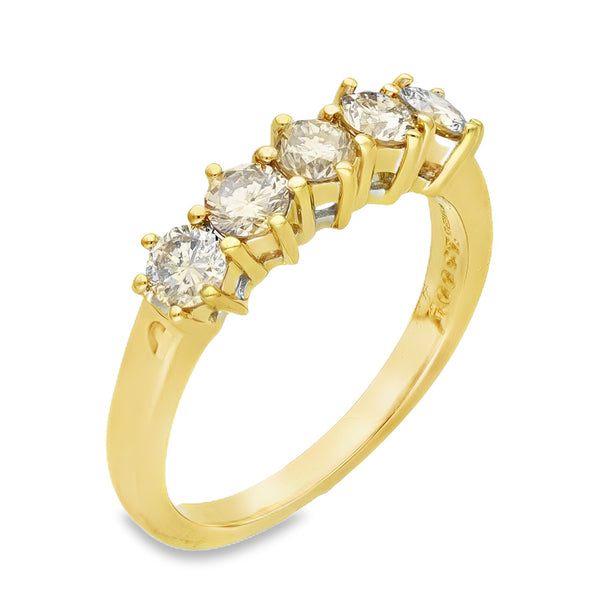 18ct Yellow Gold Diamond Half-Eternity Ring - Size P - 1.00ct