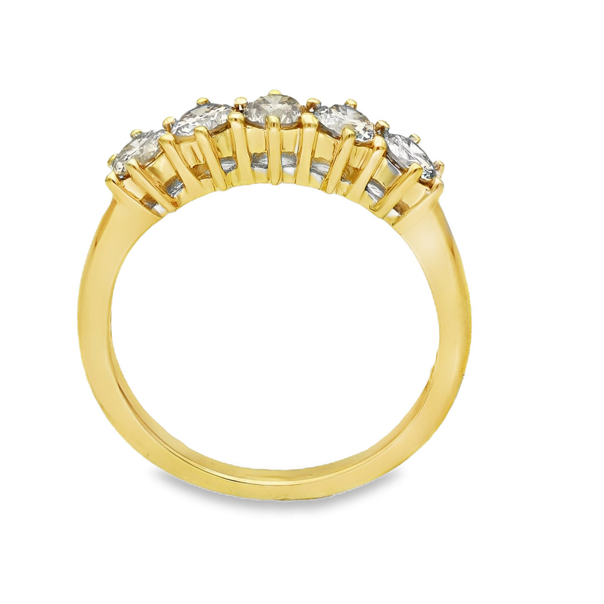18ct Yellow Gold Diamond Half-Eternity Ring - Size P - 1.00ct