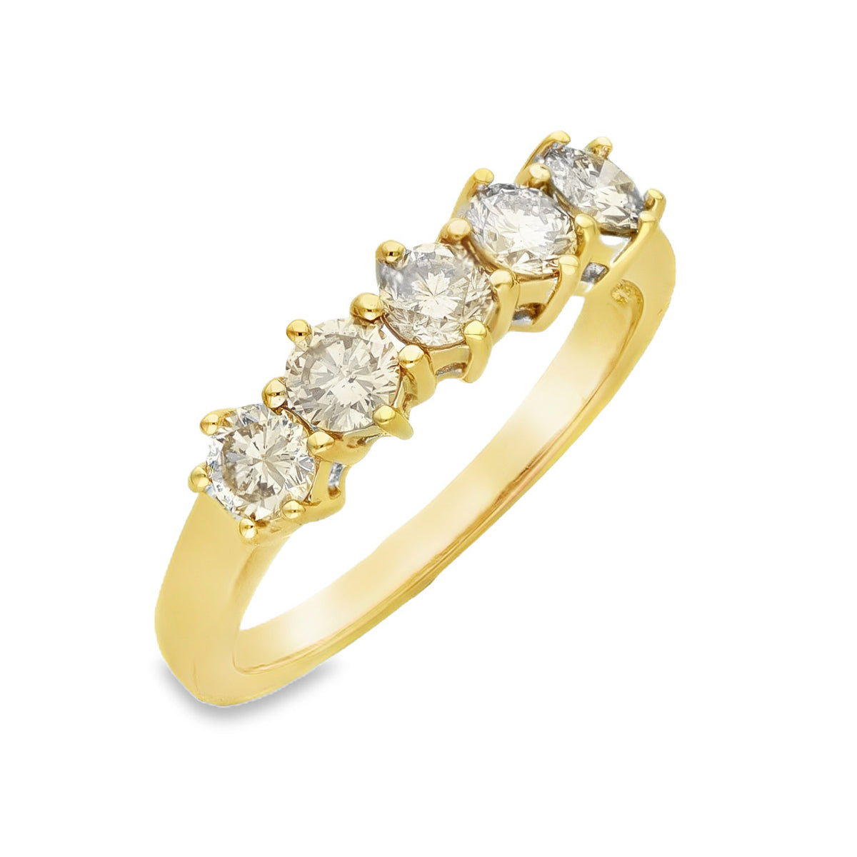 18ct Yellow Gold Diamond Half-Eternity Ring - Size P - 1.00ct
