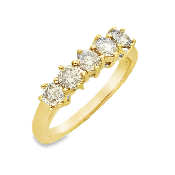 18ct Yellow Gold Diamond Half-Eternity Ring - Size P - 1.00ct