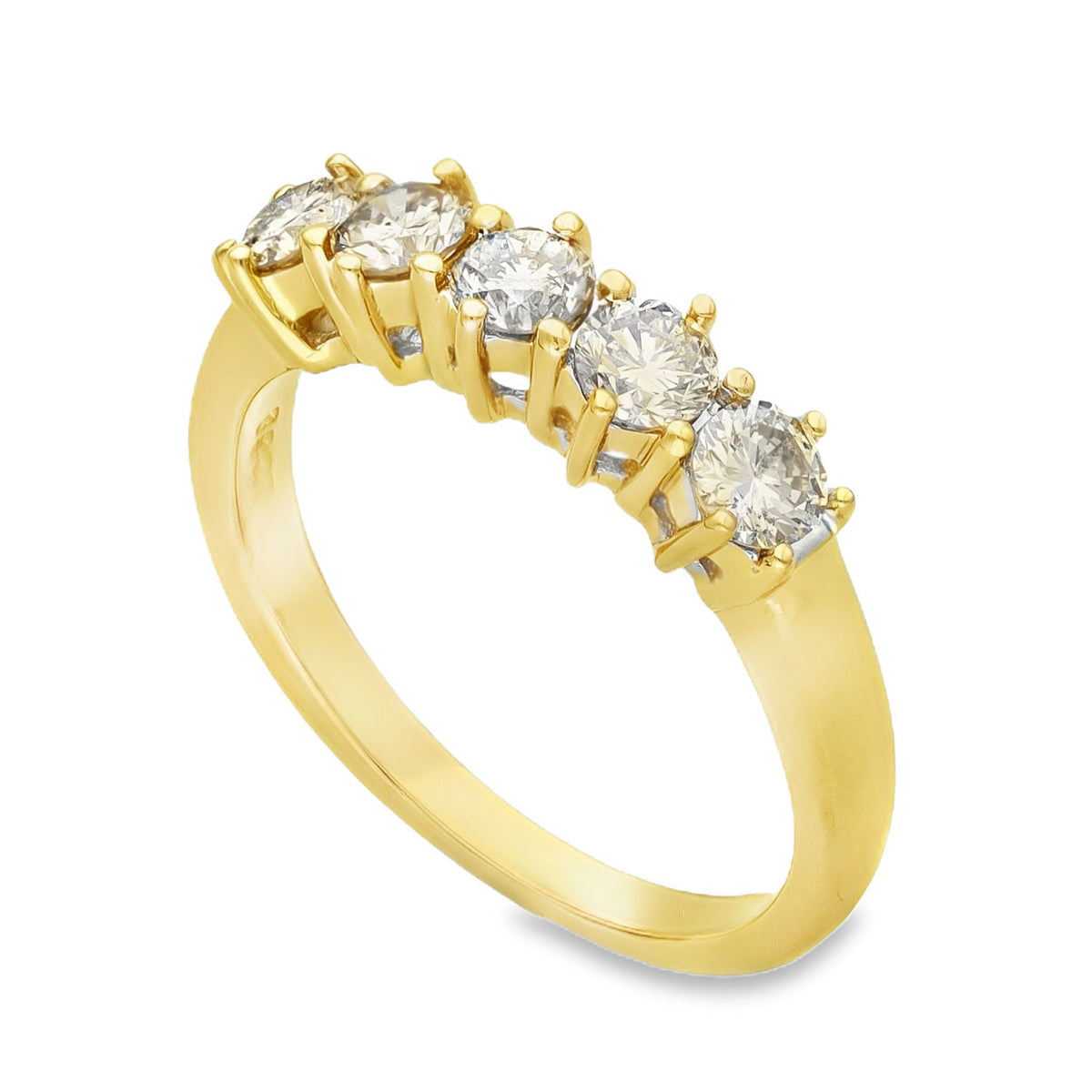 18ct Yellow Gold Diamond Half-Eternity Ring - Size P - 1.00ct