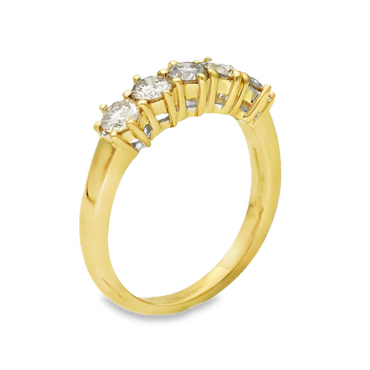 18ct Yellow Gold Diamond Half-Eternity Ring - Size P - 1.00ct