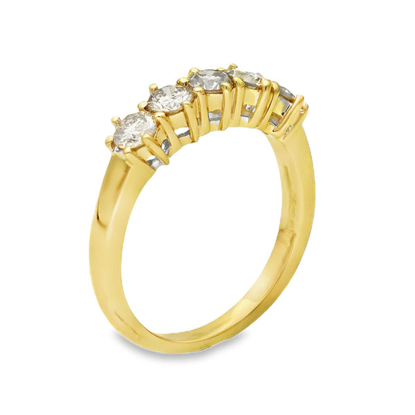 18ct Yellow Gold Diamond Half-Eternity Ring - Size P - 1.00ct