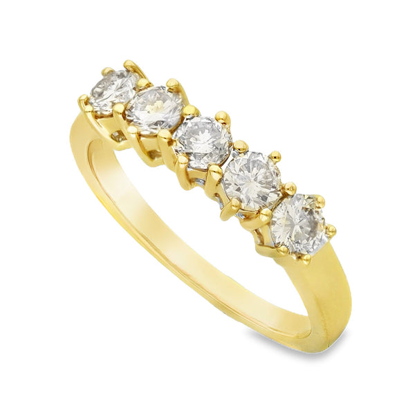 18ct Yellow Gold Diamond Half-Eternity Ring - Size P - 1.00ct