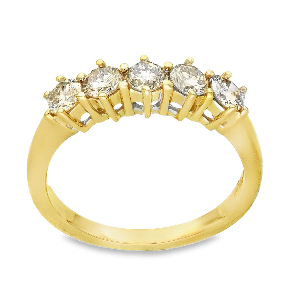 18ct Yellow Gold Diamond Half-Eternity Ring - Size P - 1.00ct