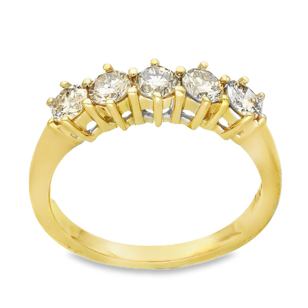 18ct Yellow Gold Diamond Half-Eternity Ring - Size P - 1.00ct