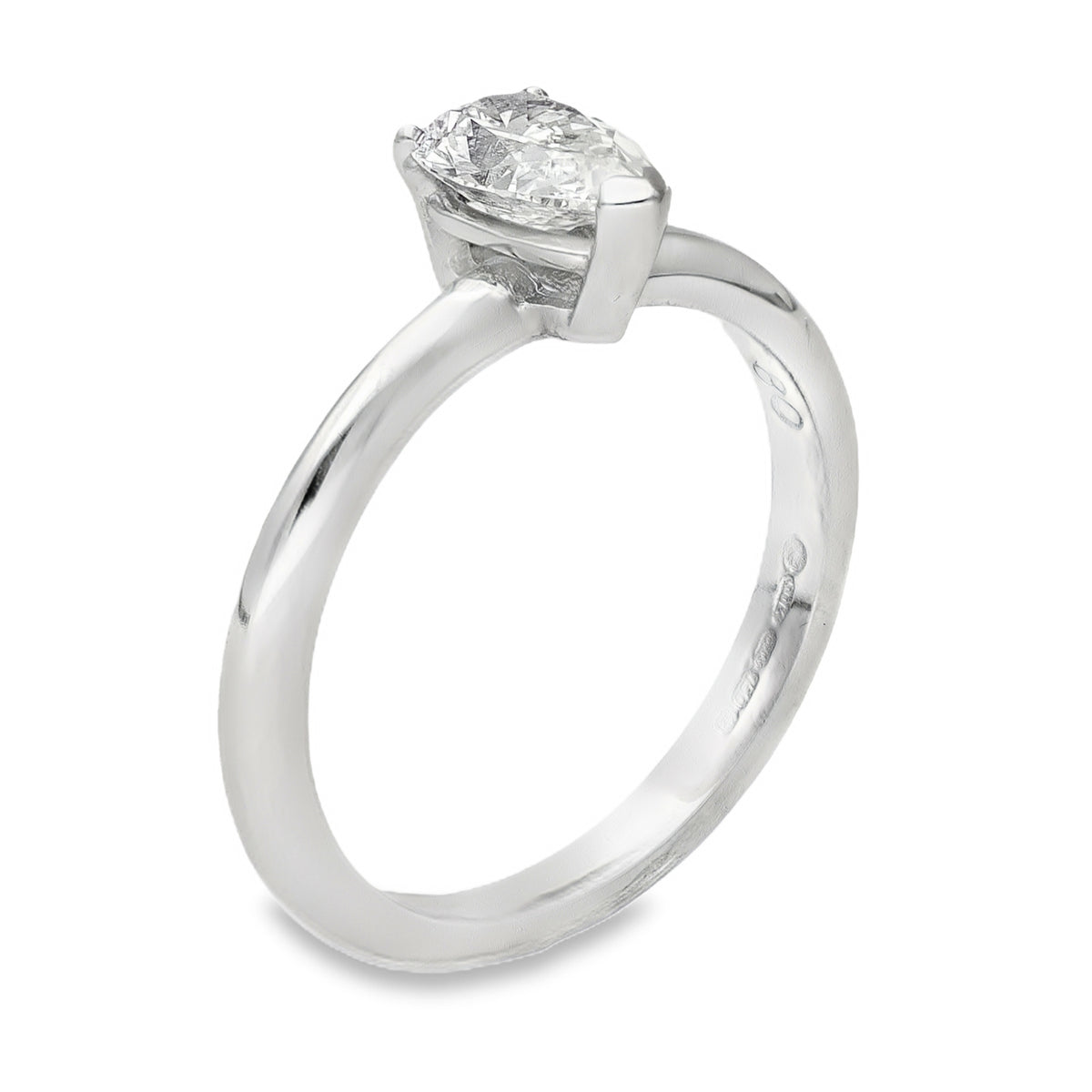 18ct White Gold Pear Diamond Engagement Ring - Size M - 0.80ct